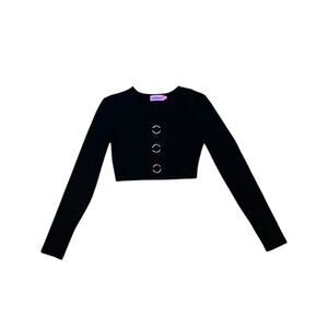 Edikted Women’s Black Longsleeve Cutout Ring Detail Crop Top Size Small
